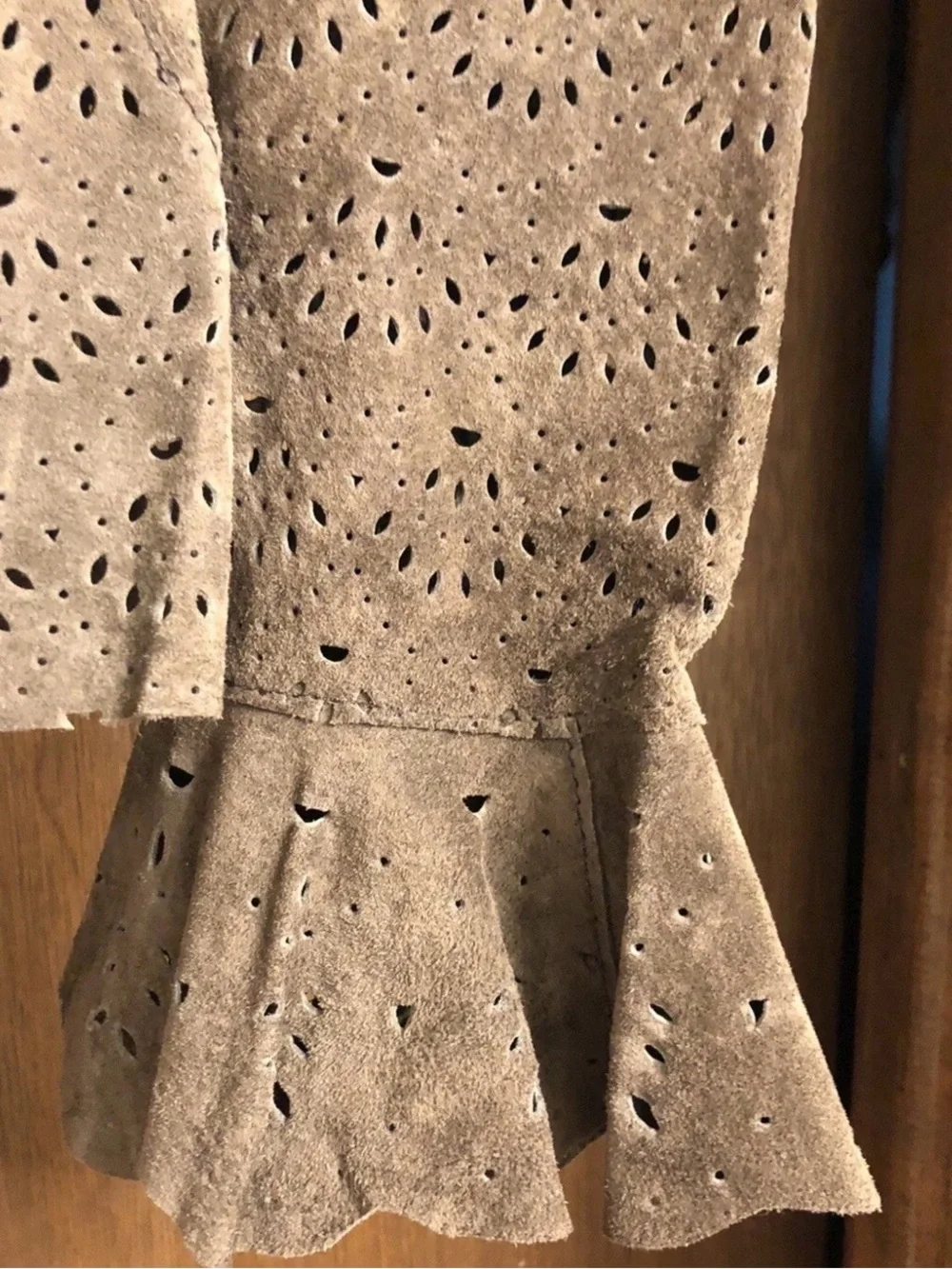 Coldwater Creek Brown Scalloped Suede Blazer